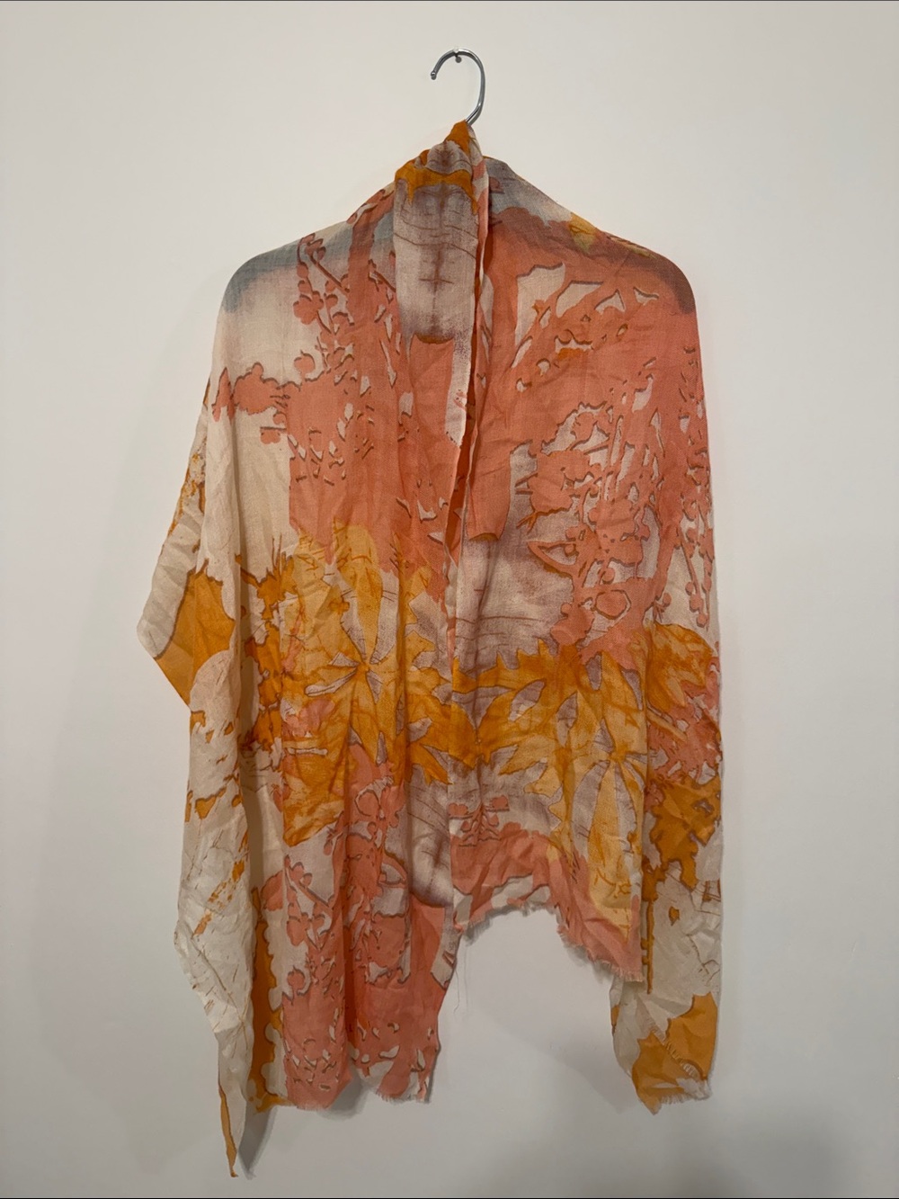 Floral Lightweight Wrap Scarf in Rust & Mustard - Unbranded